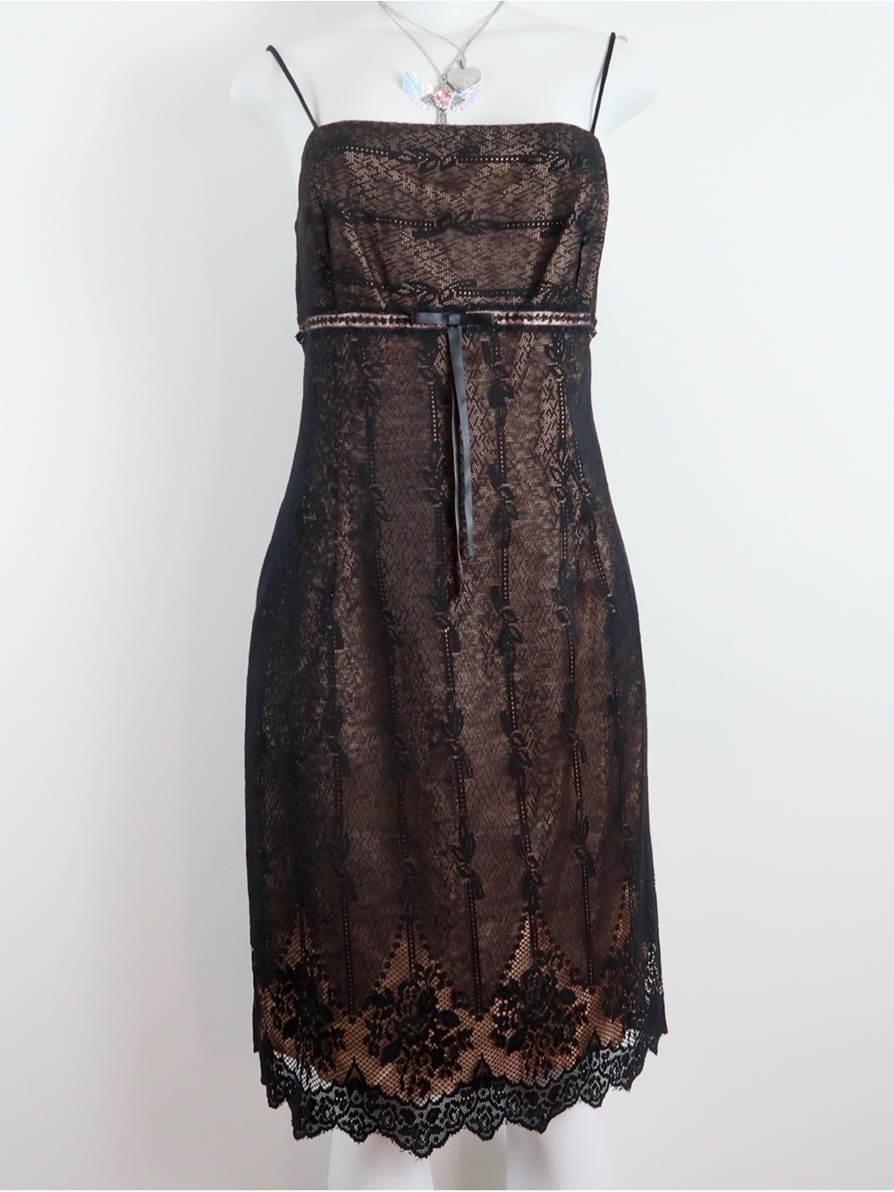 90s gothic Strapless Black Lace Overlay Cocktail Dress